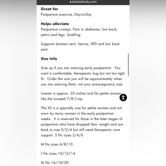 NEW BaoBei Sculpt & Recovery Postpartum Leggings - Crop: Blue Lagoon -Size Small - Picture 8 of 8